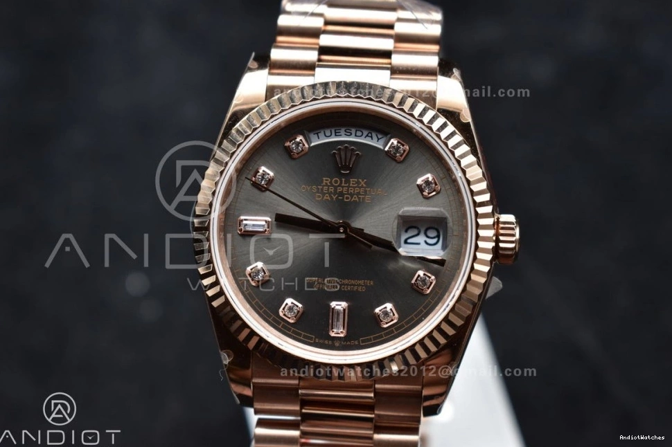 V5 RG Original Diamond (Gain 904L DayDate Grey Weight) on Square President 36 vr3255 Best Bracelet 671 QF with Dial Steel Edition 0422